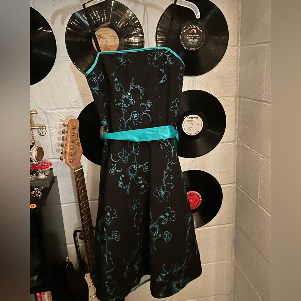 Black and teal dress